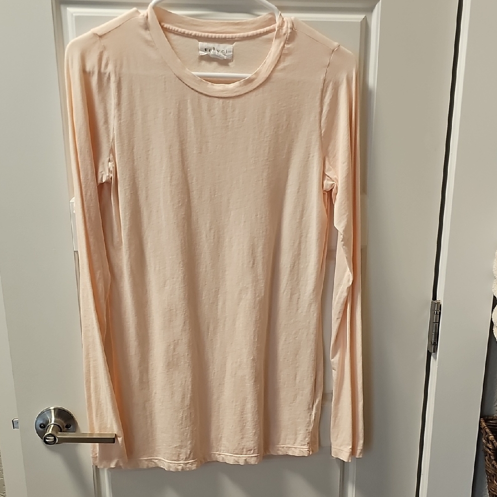 Velvet By Graham & Spencer Zofina Soft Ballet Pink Long Sleeve Top